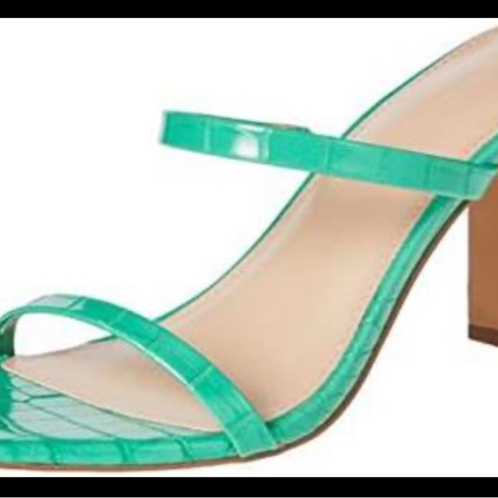 Green Strappy Block Heel Sandals